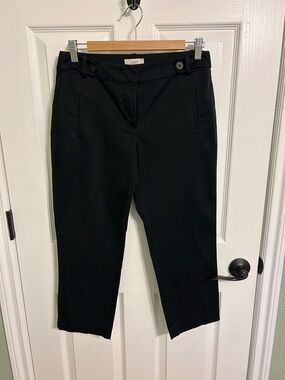 LOFT Black Hook-Closure Cropped Pants in Curvy Fit